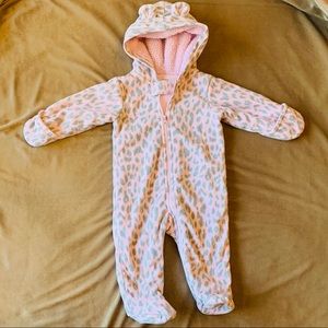 One Piece Footed Fleece Snowsuit For Baby Girls